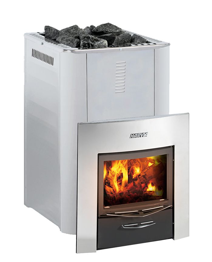 Harvia WKPR36DUOS PRO 36 Wood Burning Heater | External Feed | Stainless Steel | Duo Fireplace