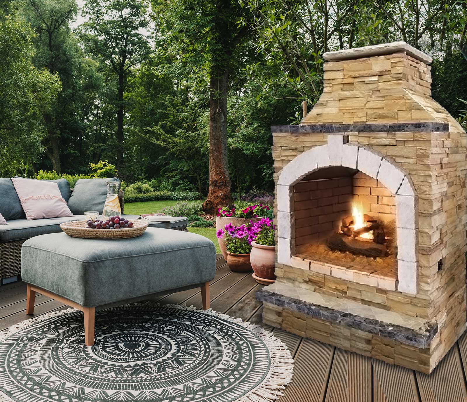 Cal Flame 48-Inch Outdoor Fireplace FRP909-2
