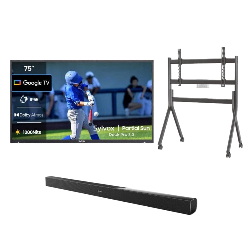 75" Deck Pro 2.0 Outdoor TV with Rolling TV Cart and Soundbar