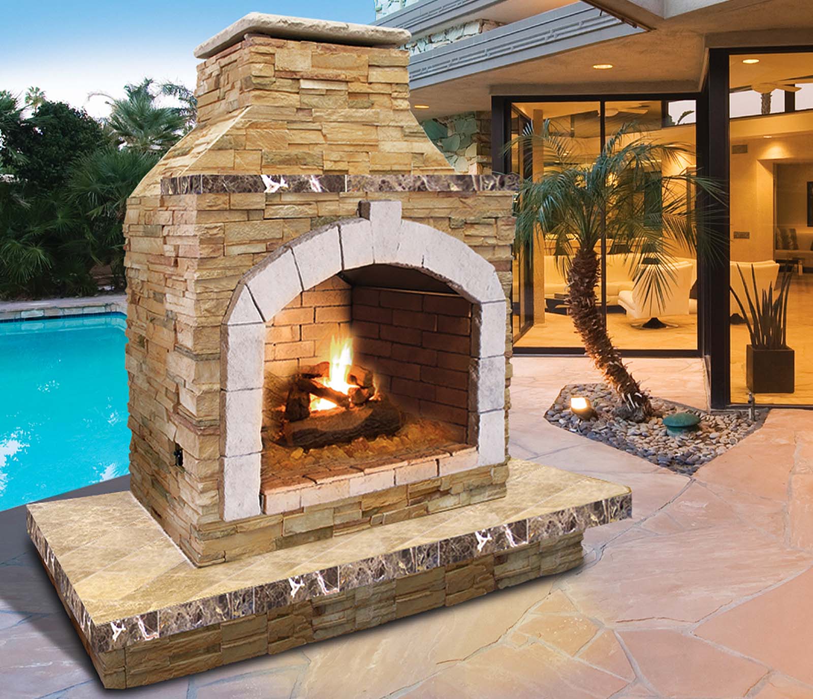 Cal Flame 72-Inch Outdoor Fireplace FRP909-3
