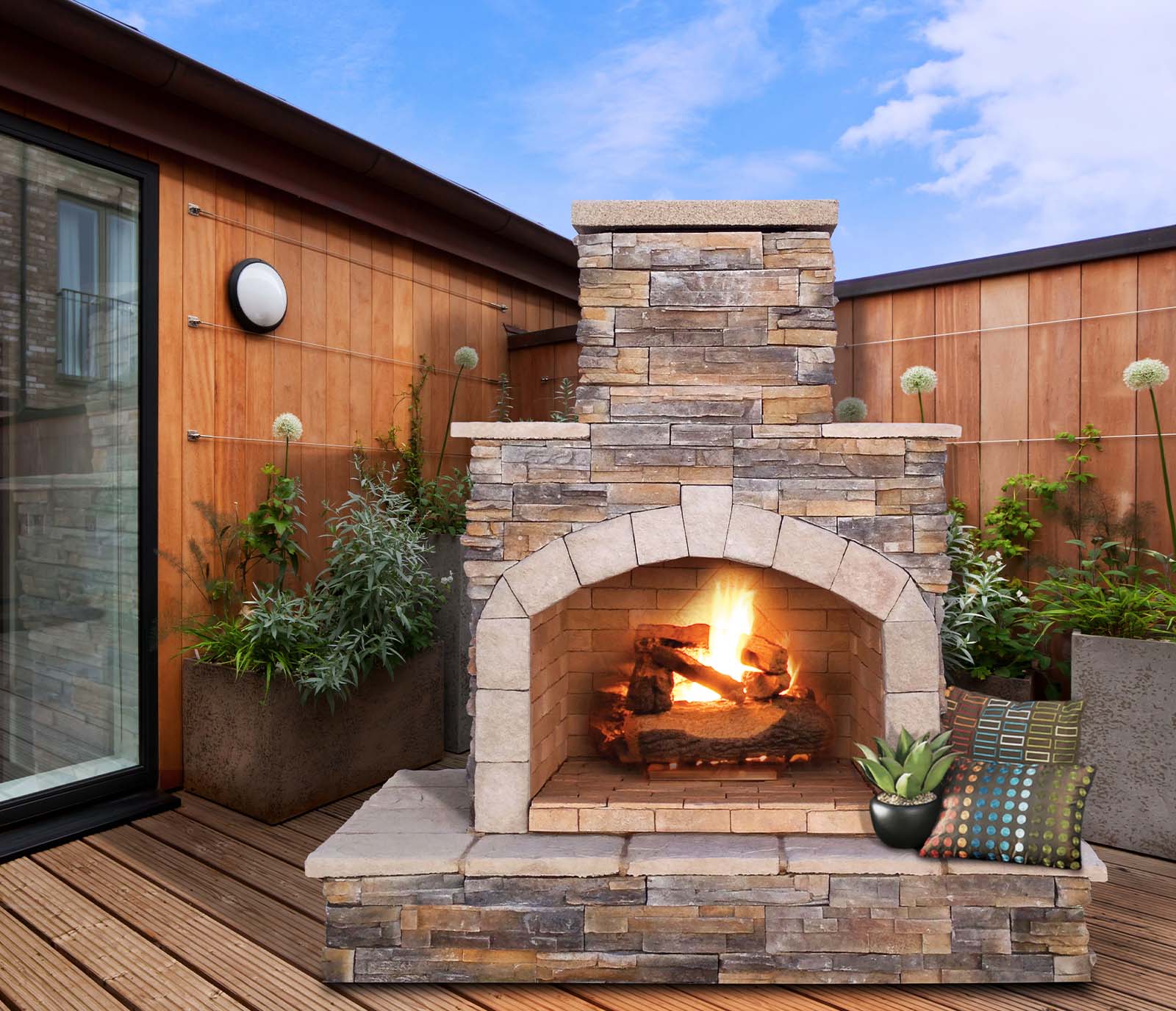 Cal Flame 78-Inch Outdoor Fireplace FRP908-3