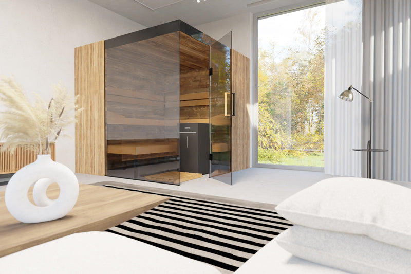 ThermaSol Aalto - Glass and Wood Panels, 3-4 Person, Indoor Sauna