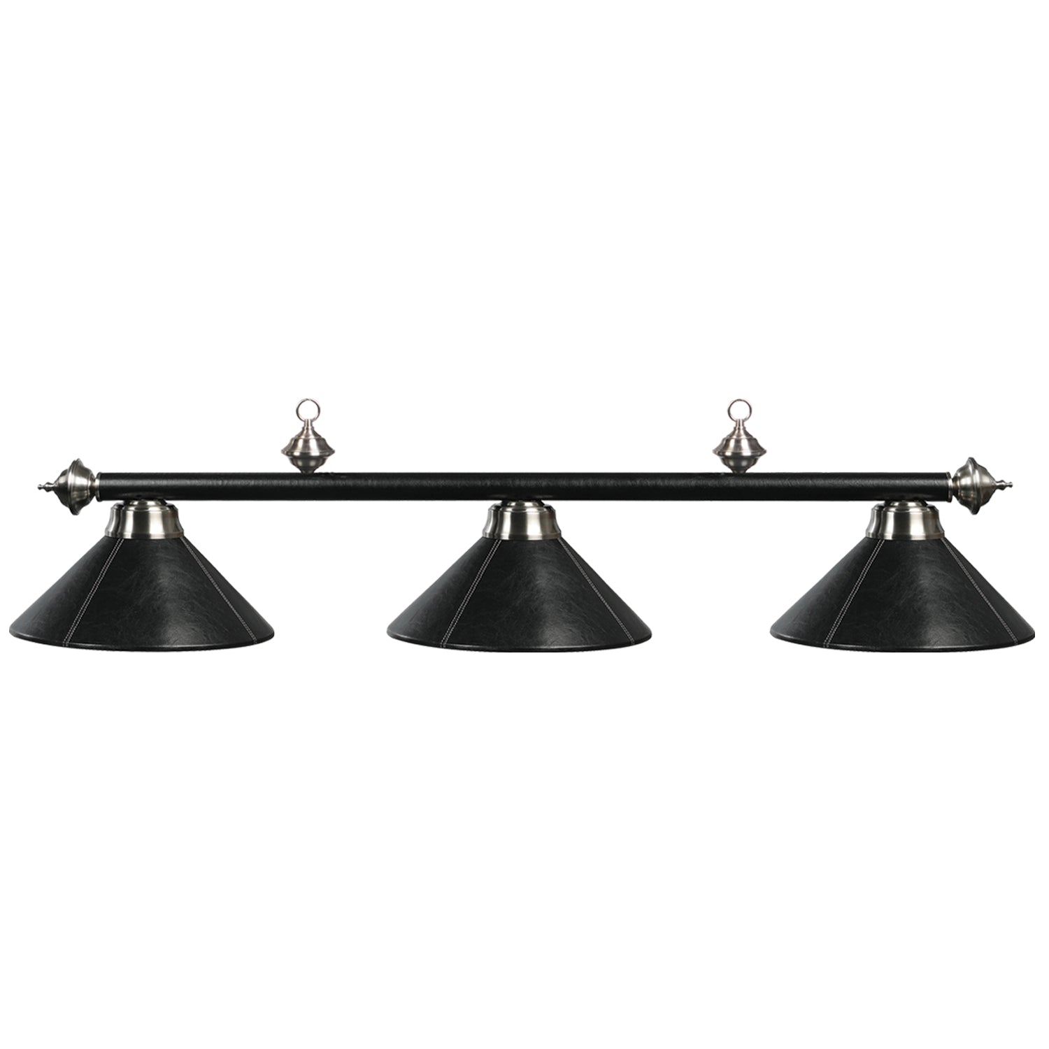 Ram Game Room- 3 Shade Leather Billiard Light (B54-LTHR BLK)
