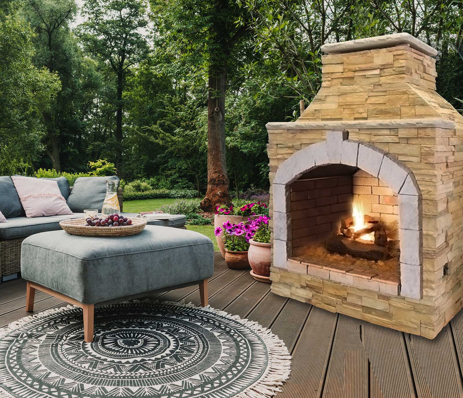 Cal Flame 48-Inch Outdoor Fireplace FRP909-1
