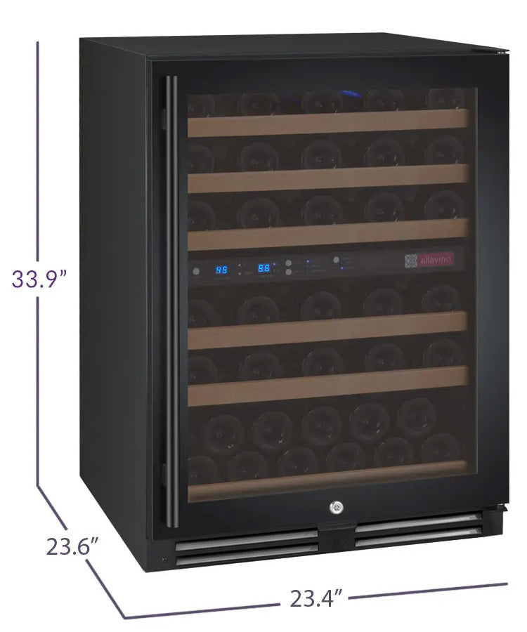 Allavino FlexCount Series 56 Bottle Dual Zone Built-in Wine Cooler Refrigerator with Black Door - Right Hinge - VSWR56-2BR20