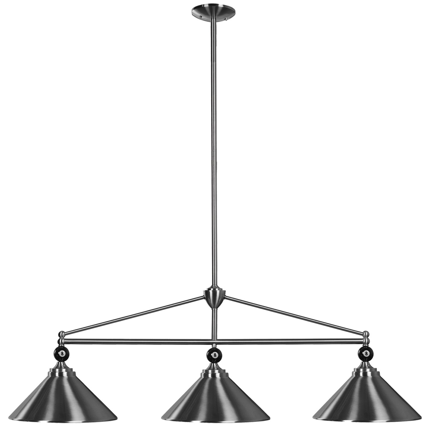 Ram Game Room - 3 Shade Billiard Fixture w 8 Balls (EMP-B54 ST)