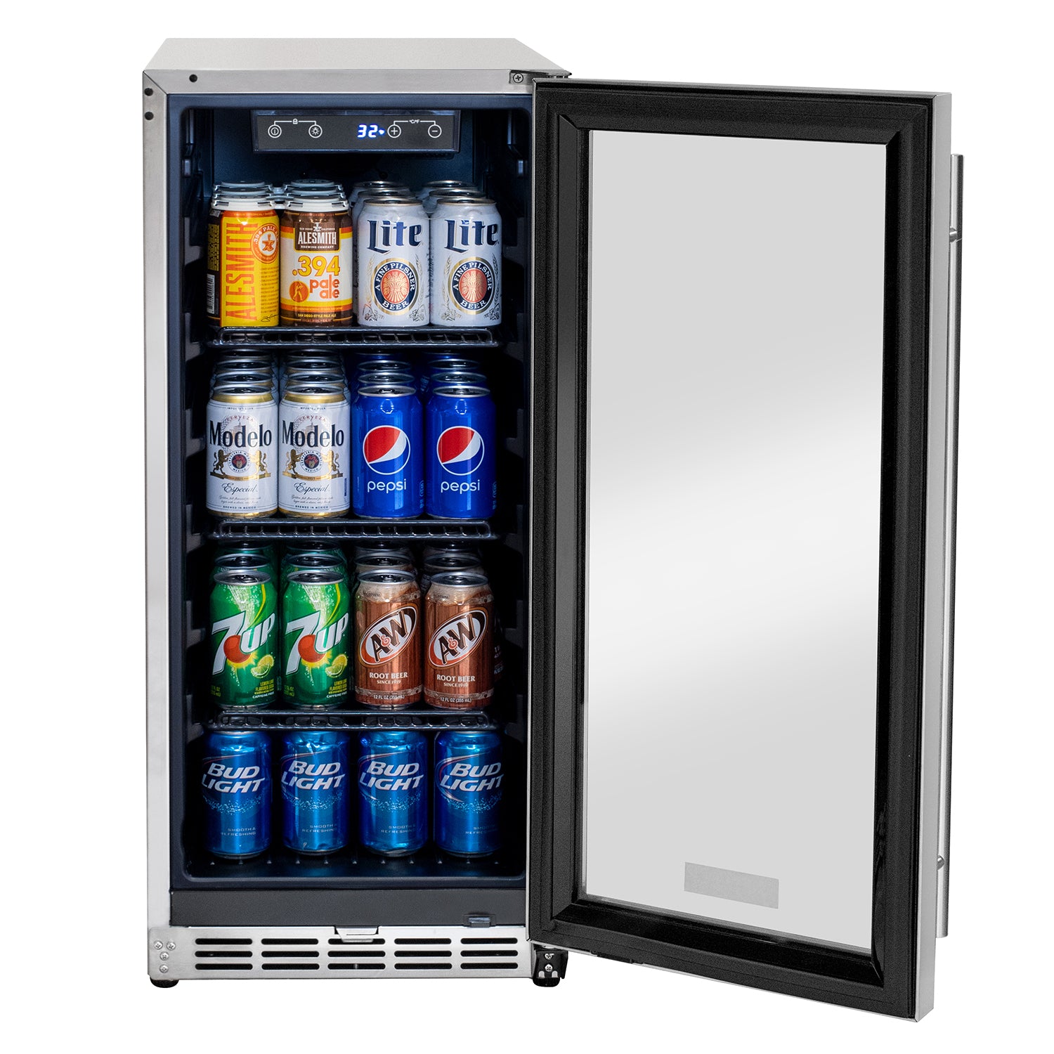 Kegco 15" Wide Outdoor Built-In Commercial Beverage Center - Glass Door