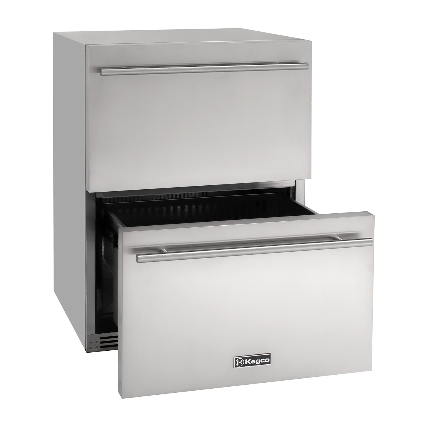Kegco 24" Wide Outdoor Built-In Stainless Steel Commercial Two-Drawer Refrigerator