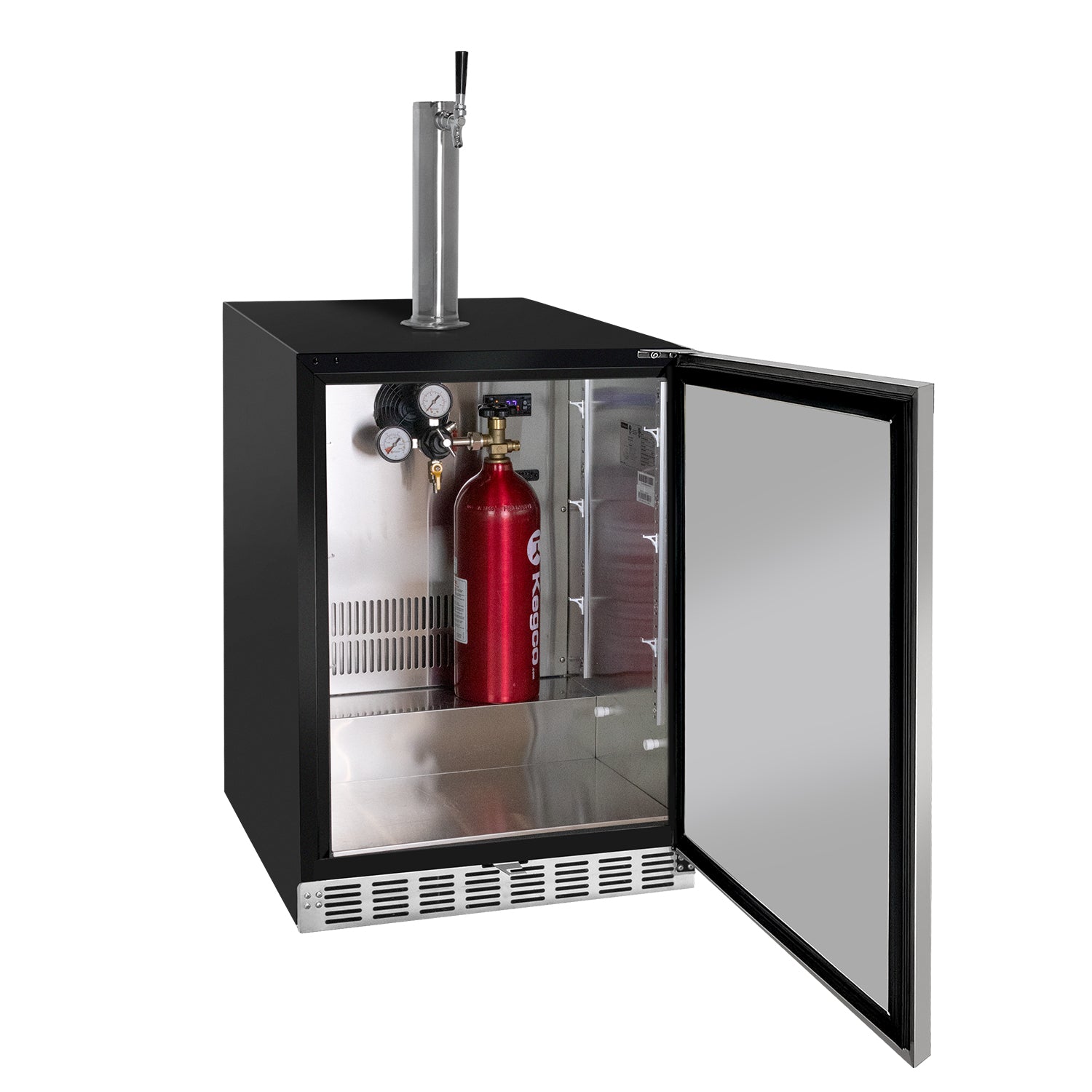Kegco 24" Wide Single Tap Stainless Steel Built-In Right / Left Hinge ADA Kegerator with Kit - HK48BSA-1