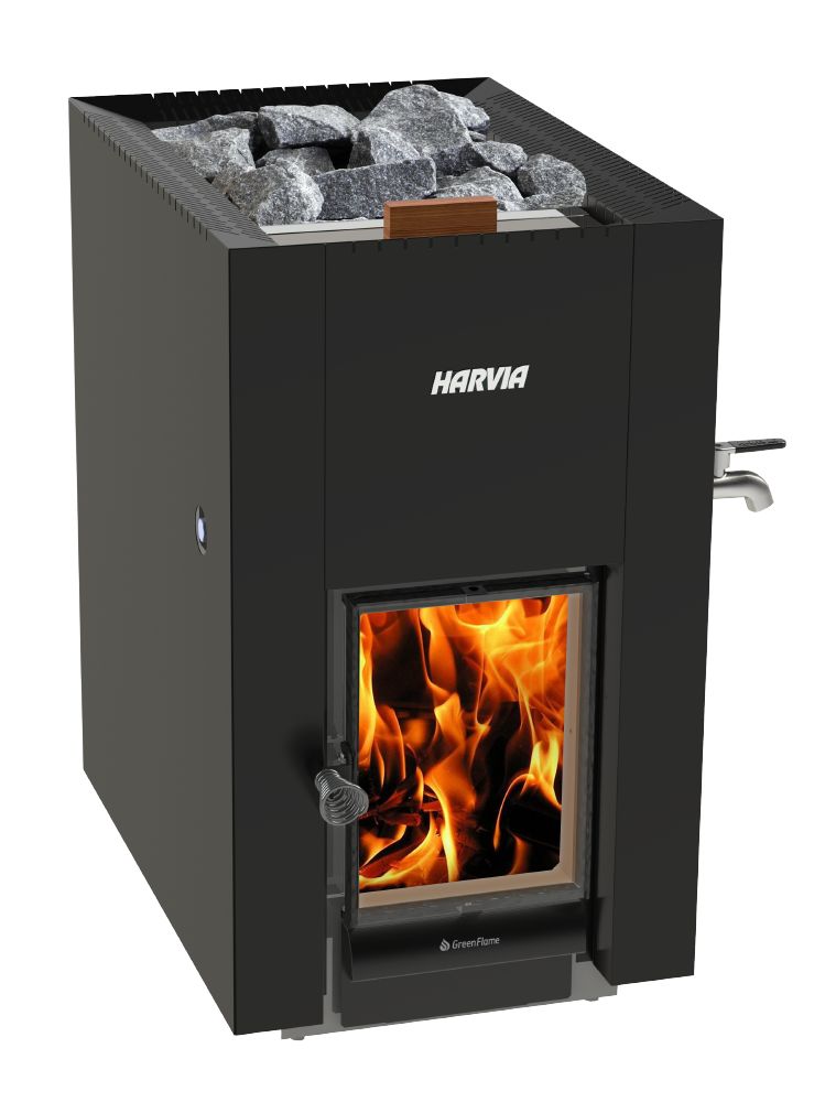 Harvia WKLI20GESM Linear 22 | Greenflame | 30L Front Water Tank | Black