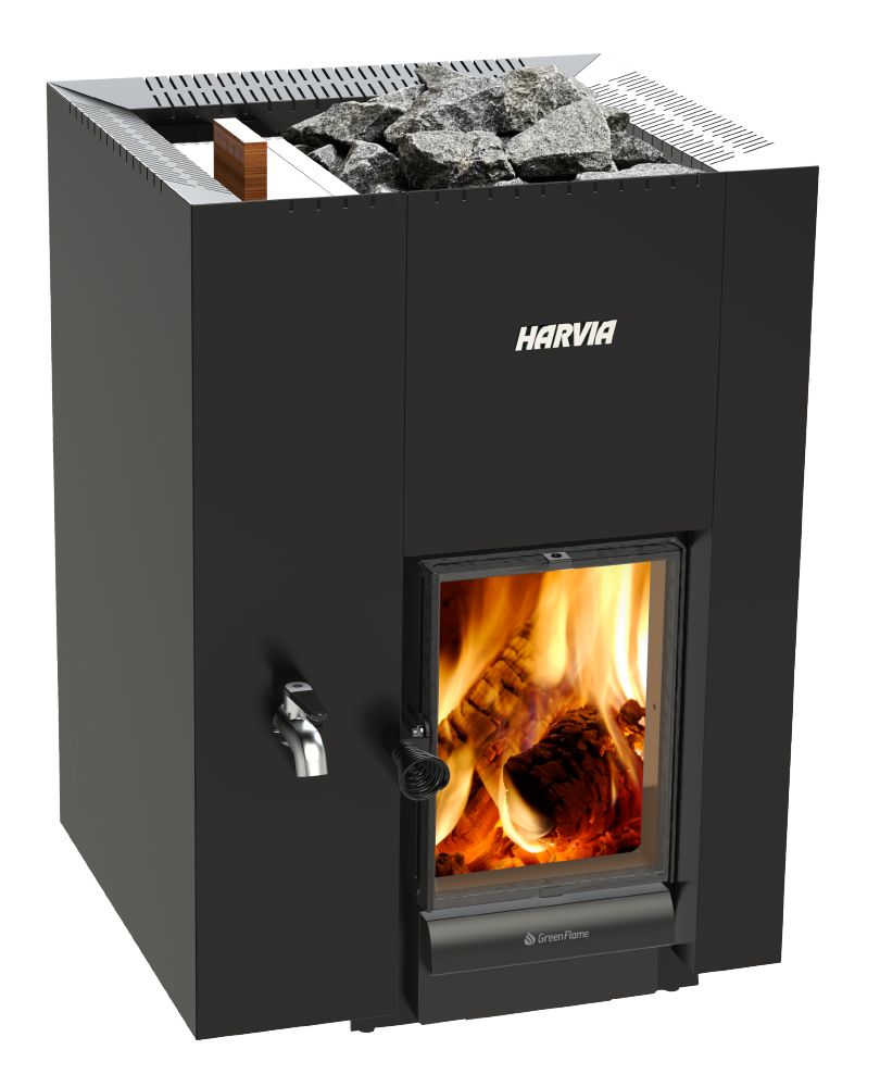 Harvia WKLI20GLSM Linear 22 | Greenflame | 30L Left-Side Water Tank | Black