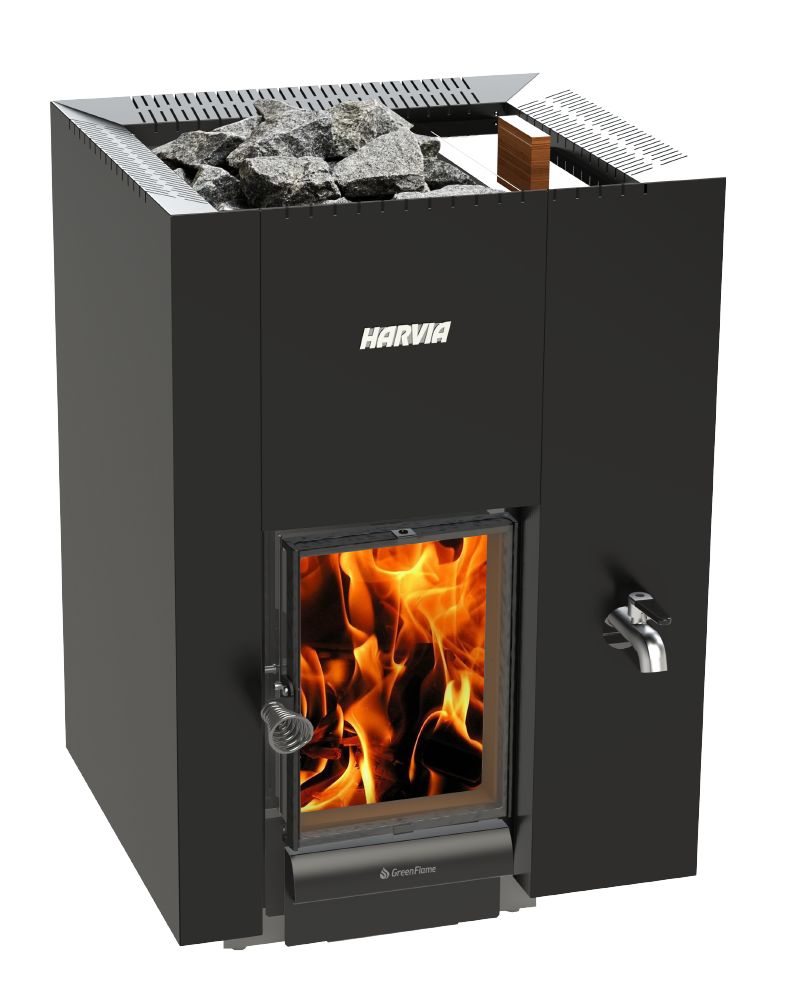 Harvia WKLI20GRSM Linear 22 | Greenflame | 30L Right-Side Water Tank | Black
