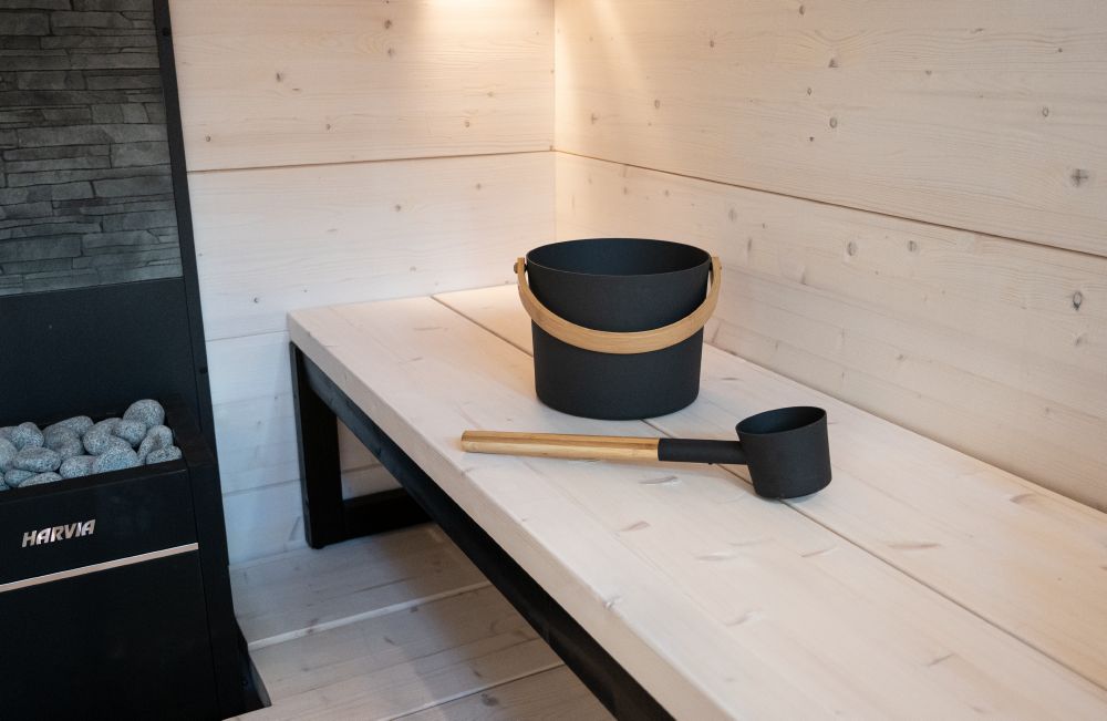 Harvia SAC10111 Pail and Ladle Black Steel Set