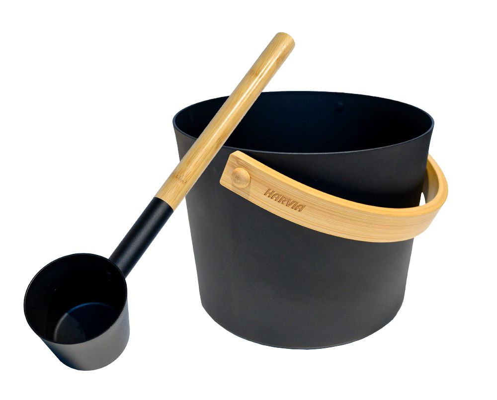Harvia SAC10111 Pail and Ladle Black Steel Set