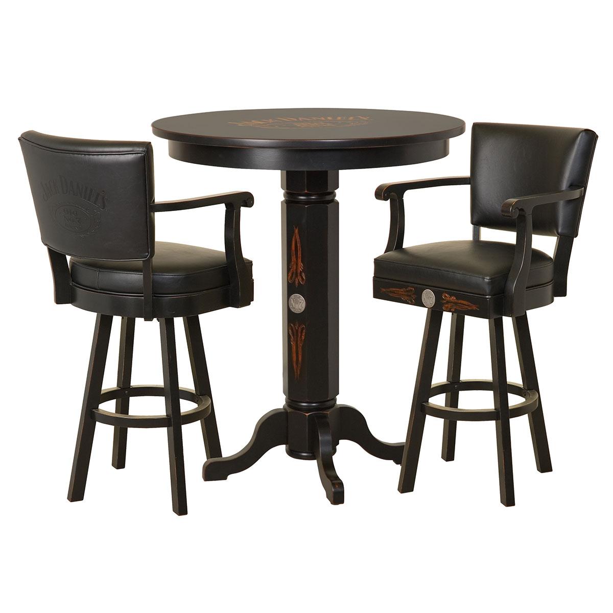 Jack Daniel's Wood Pub Table & Backrest Barstool Set - TN Charcoal (JD-33201)