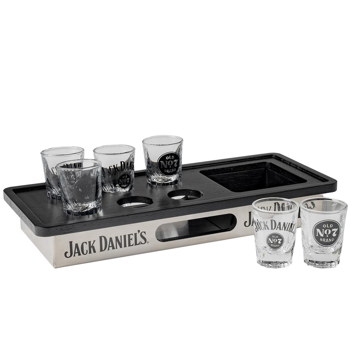 Jack Daniel's Bottle/Shot Glass Tray Set (JD-38712)
