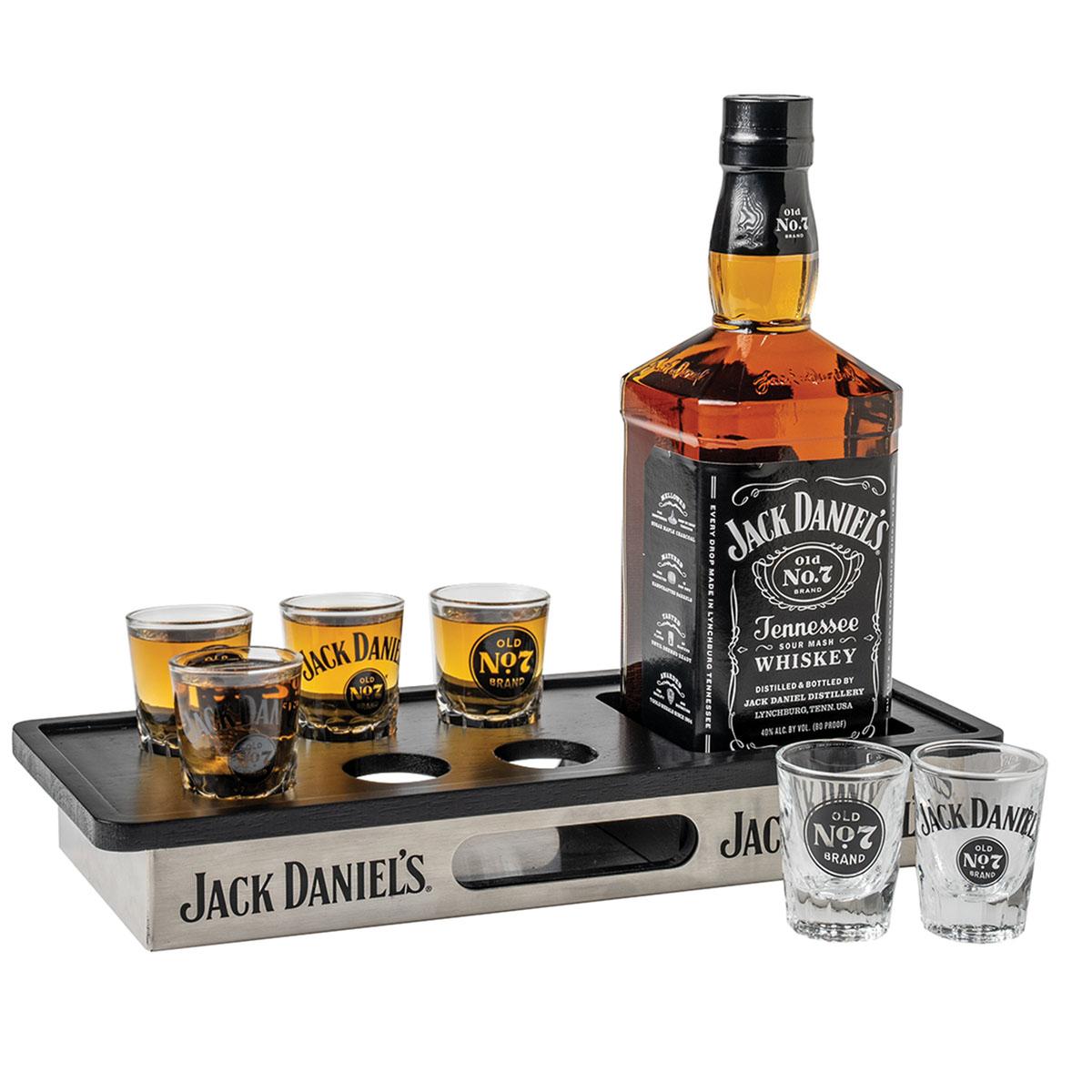 Jack Daniel's Bottle/Shot Glass Tray Set (JD-38712)