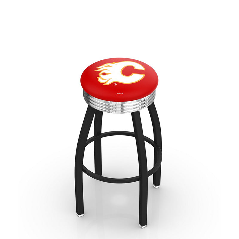 Holland Bar Stool L8B3C Logo Contemporary Backless Swivel Stool with Ribbed Chrome Ring