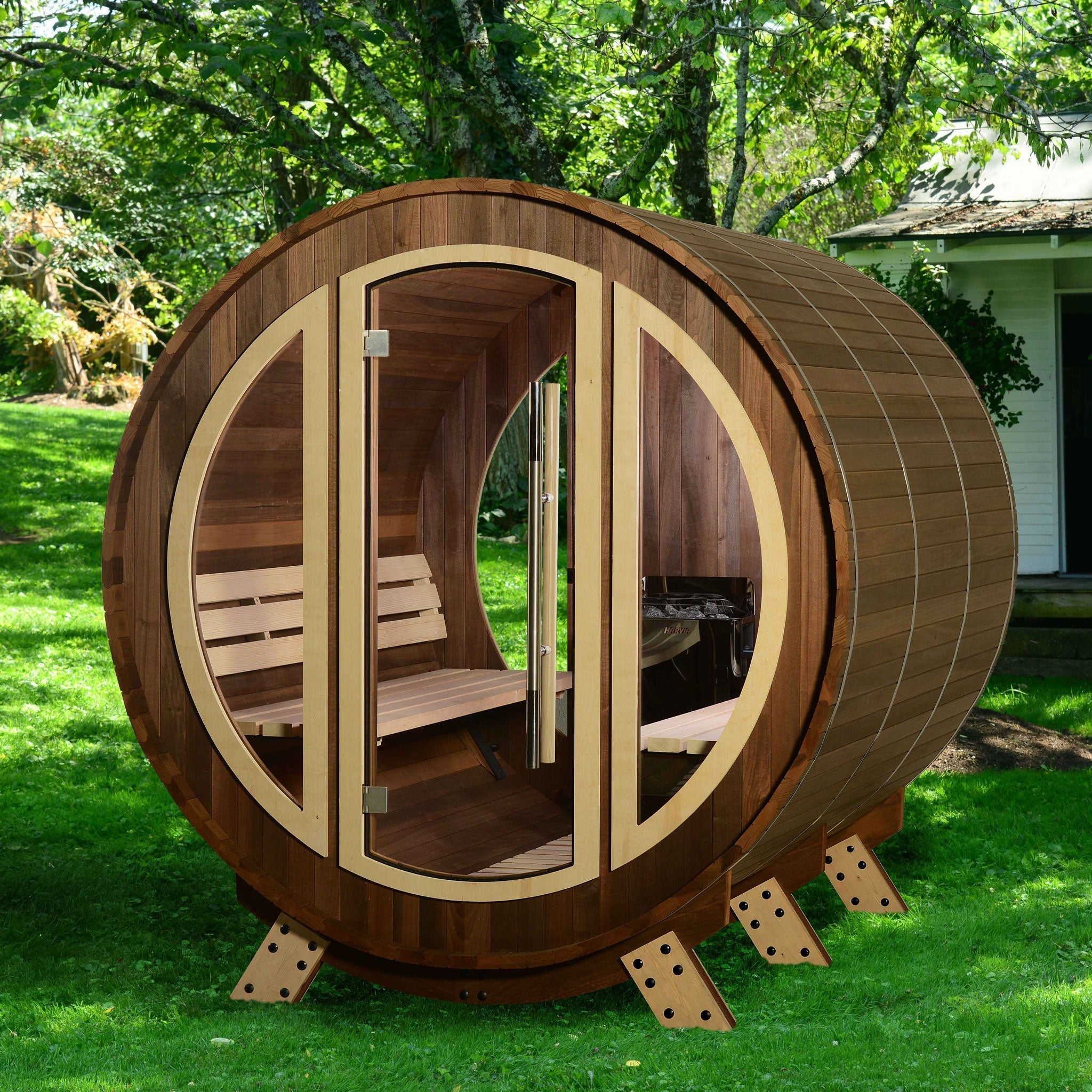 ThermaSol Phoenix - Popular, Onyx Stainless Steel, 4-6 Person, Barrel Sauna