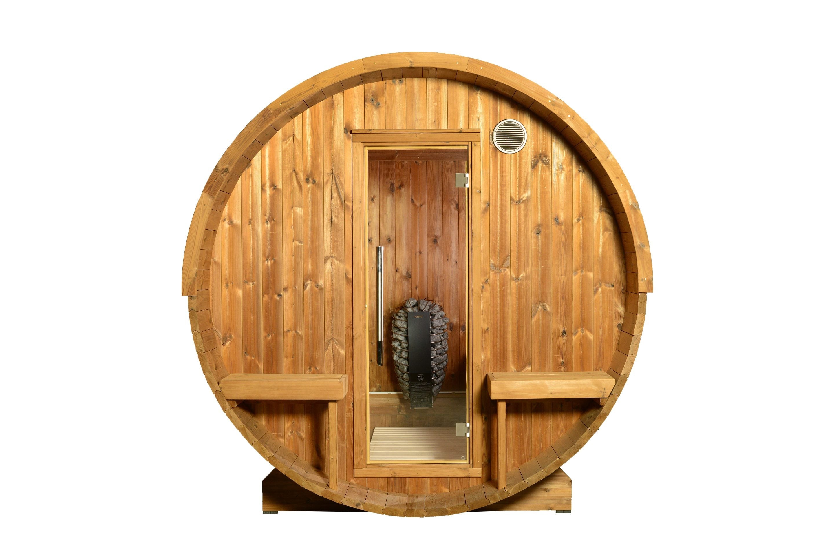 ThermaSol Magnus - Nordic Pine, 4-6 Person, Outdoor Canopy Barrel Sauna