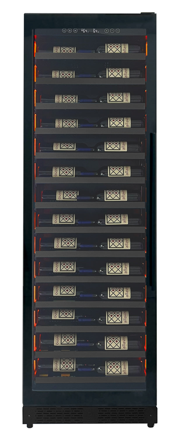 Allavino Reserva Series 67 Bottle 71" Tall Single Zone Left Hinge Black Shallow Wine Cooler Refrigerator Console