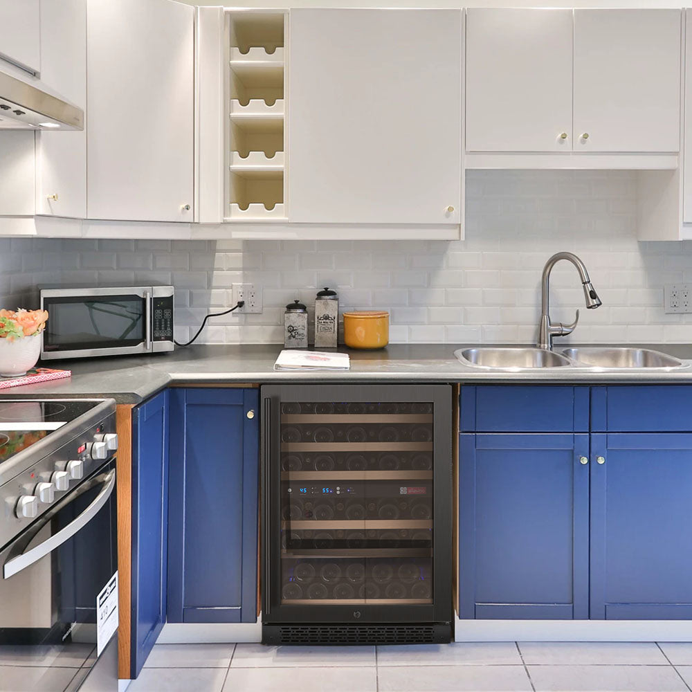 Allavino FlexCount Series 56 Bottle Dual Zone Built-in Wine Cooler Refrigerator with Black Door - Right Hinge - VSWR56-2BR20