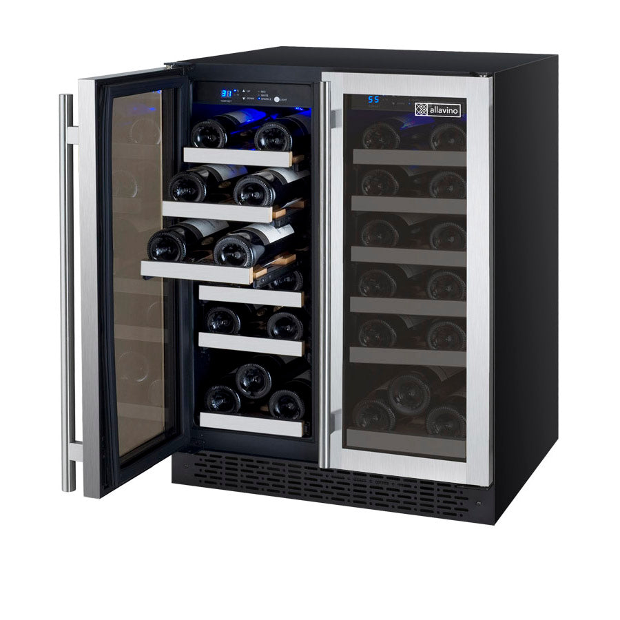 Allavino FlexCount Series 36 Bottle Dual Zone Stainless Steel French Door Wine Refrigerator - VSWR36-2SF20