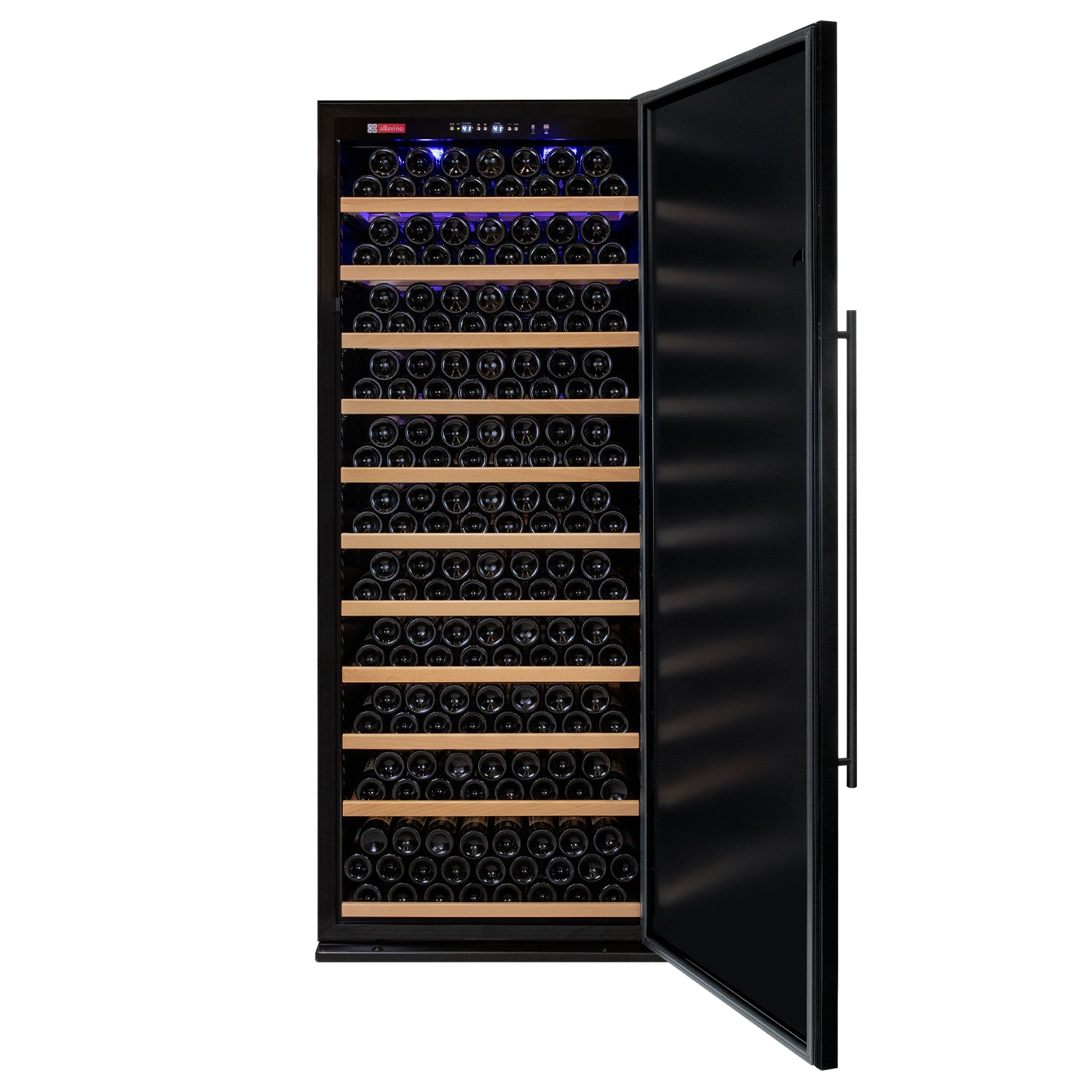 Allavino Vite Series 305 Bottle Single Zone Freestanding Large Capacity Wine Refrigerator with Solid Black Door - Left Hinge