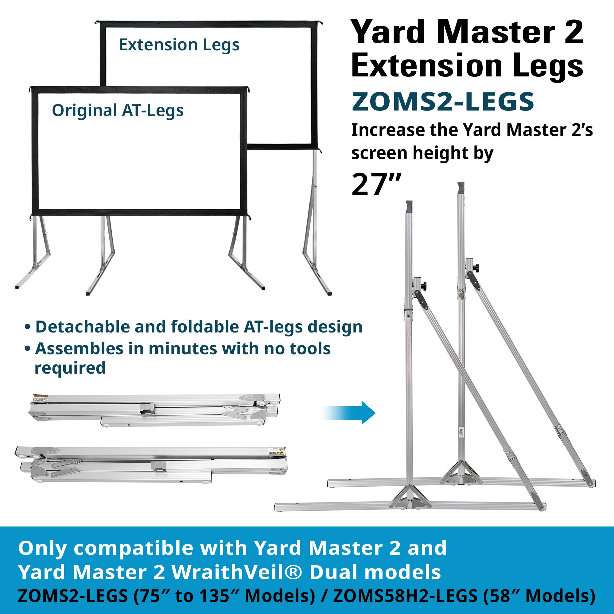 Elite Screens Yard Master 2 Optional EXTENSION Legs/Bars