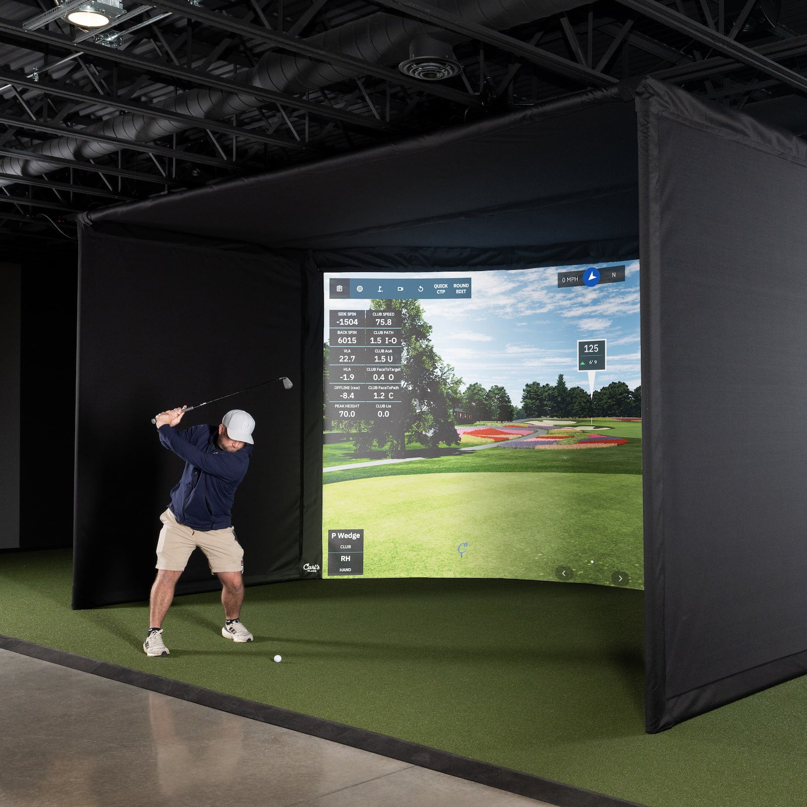Carl’s Place Curved Golf Simulator Enclosure Kit with Impact Screen