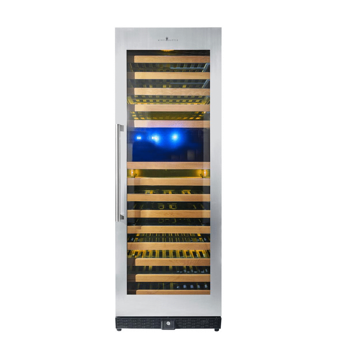 KingsBottle Tall Large Wine Refrigerator With Glass Door With Stainless Steel Trim (KBU170DX)