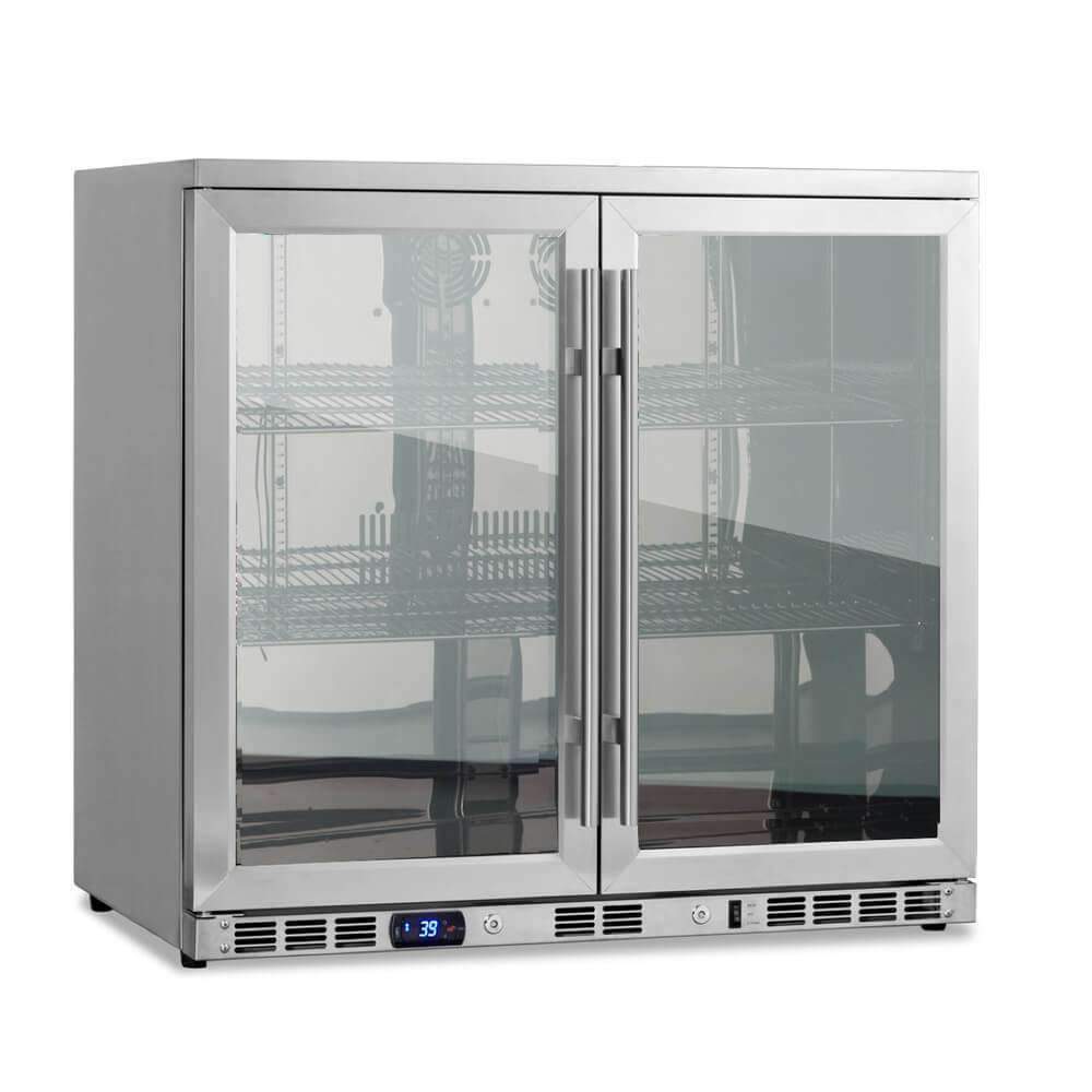 KingsBottle 36 Inch Heating Glass 2 Door Built In Beverage Fridge(KBU56M)