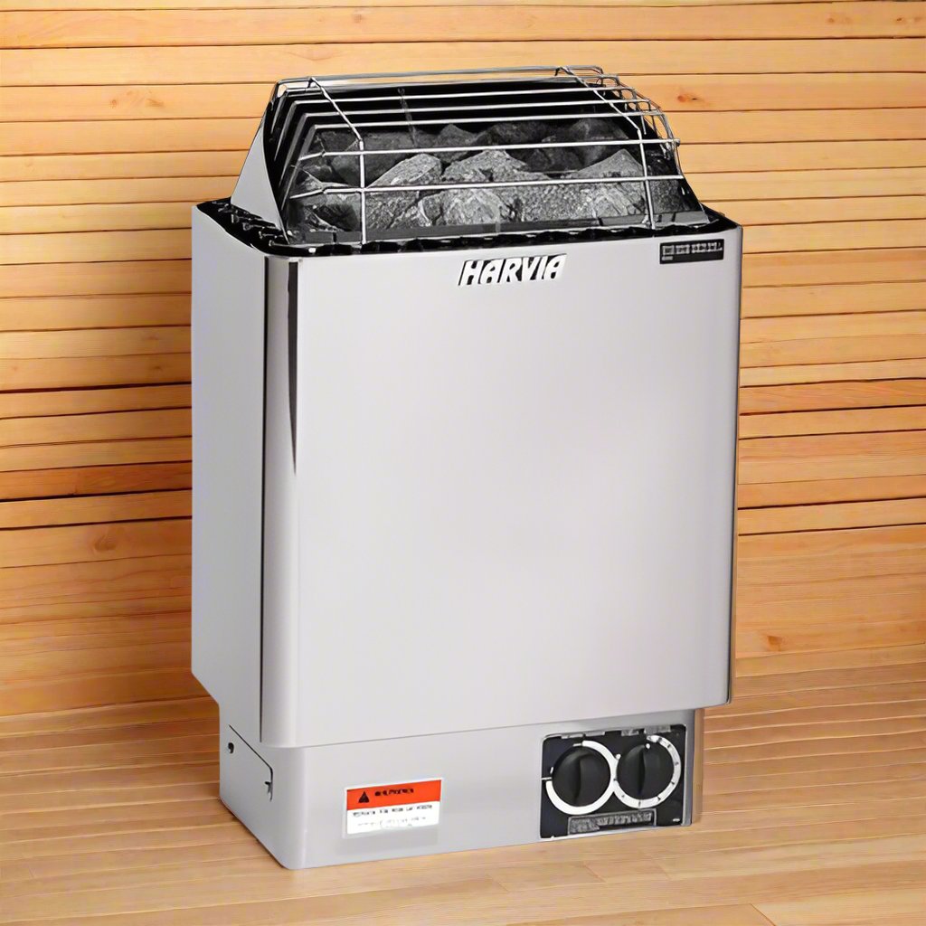 Harvia JH80B2401 KIP Series 8kW Stainless Steel Sauna Heater at 240V 1PH with Built-In Time and Temperature Controls Stainless Steel