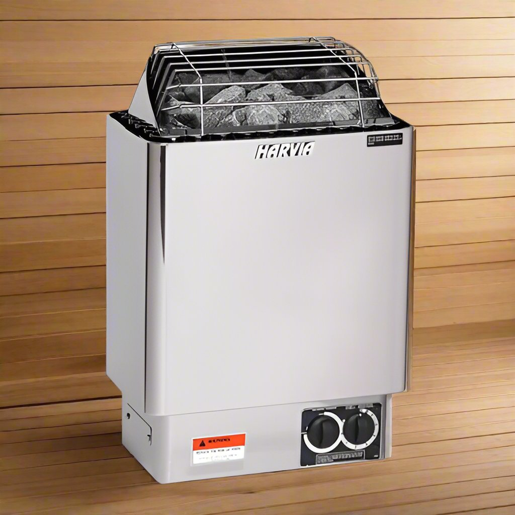 Harvia JH60B2401 KIP Series 6kW Stainless Steel Sauna Heater at 240V 1PH with Built-In Time and Temperature Controls Stainless Steel