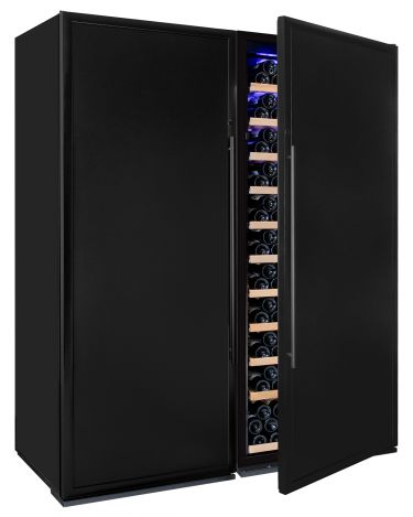 Allavino Vite Series 610 Bottle Dual Zone Freestanding Large Capacity Side-by-Side Wine Refrigerator with Solid Black Doors