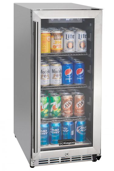 Kegco 15" Wide Outdoor Built-In Commercial Beverage Center - Glass Door