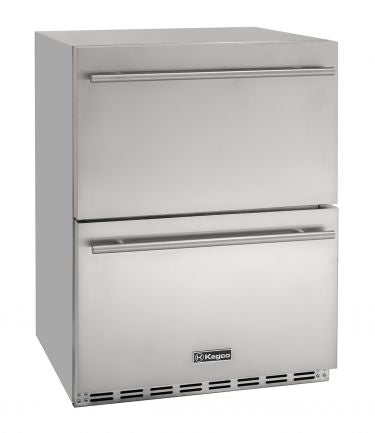 Kegco 24" Wide Outdoor Built-In Stainless Steel Commercial Two-Drawer Refrigerator