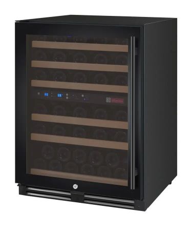 Allavino FlexCount Series 56 Bottle Single Zone Built-in Wine Refrigerator with Black Door - Left Hinge