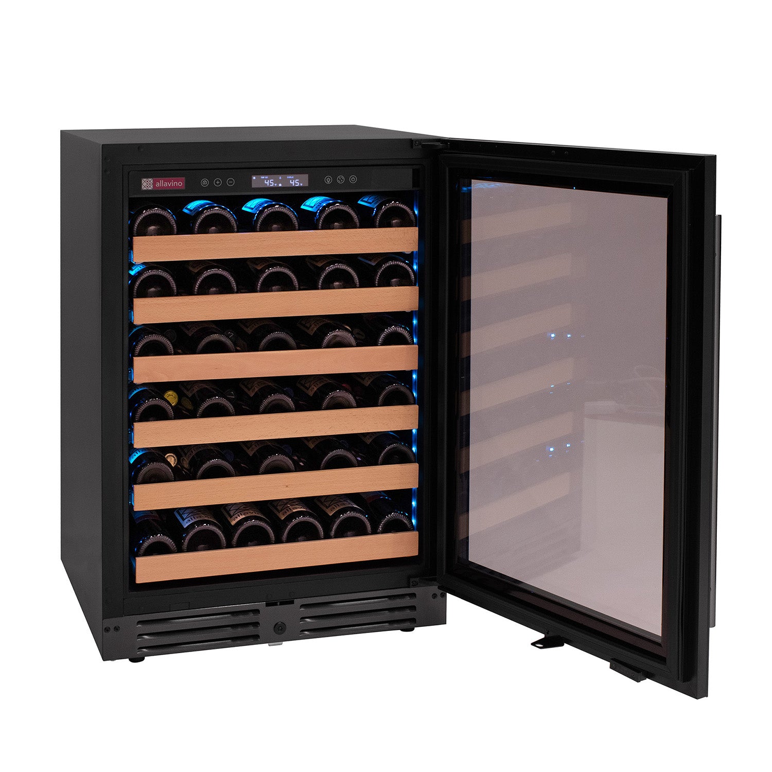 Allavino Reserva Series 50 Bottle Single Zone Built-in Luxury Wine Refrigerator with Black Glass Door - Right Hinge