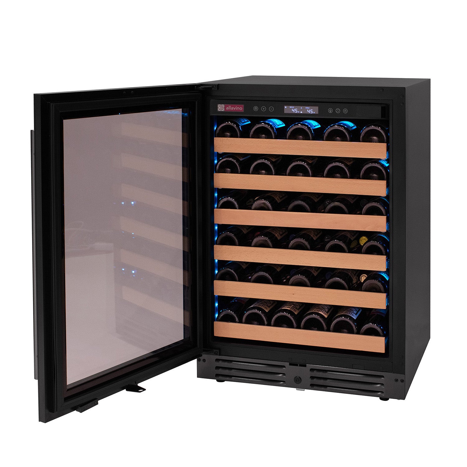Allavino Reserva Series 50 Bottle Single Zone Built-in Wine Cooler Refrigerator with Black Glass Door - Left Hinge