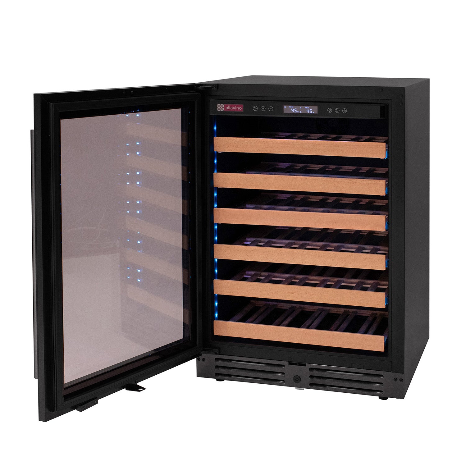 Allavino Reserva Series 50 Bottle Single Zone Built-in Wine Cooler Refrigerator with Black Glass Door - Left Hinge
