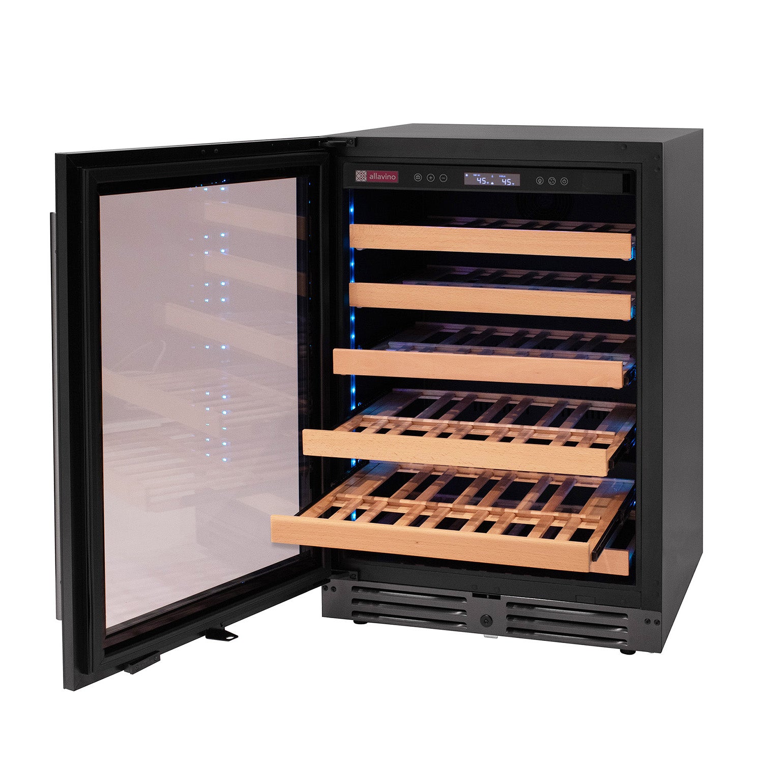 Allavino Reserva Series 50 Bottle Single Zone Built-in Wine Cooler Refrigerator with Black Glass Door - Left Hinge