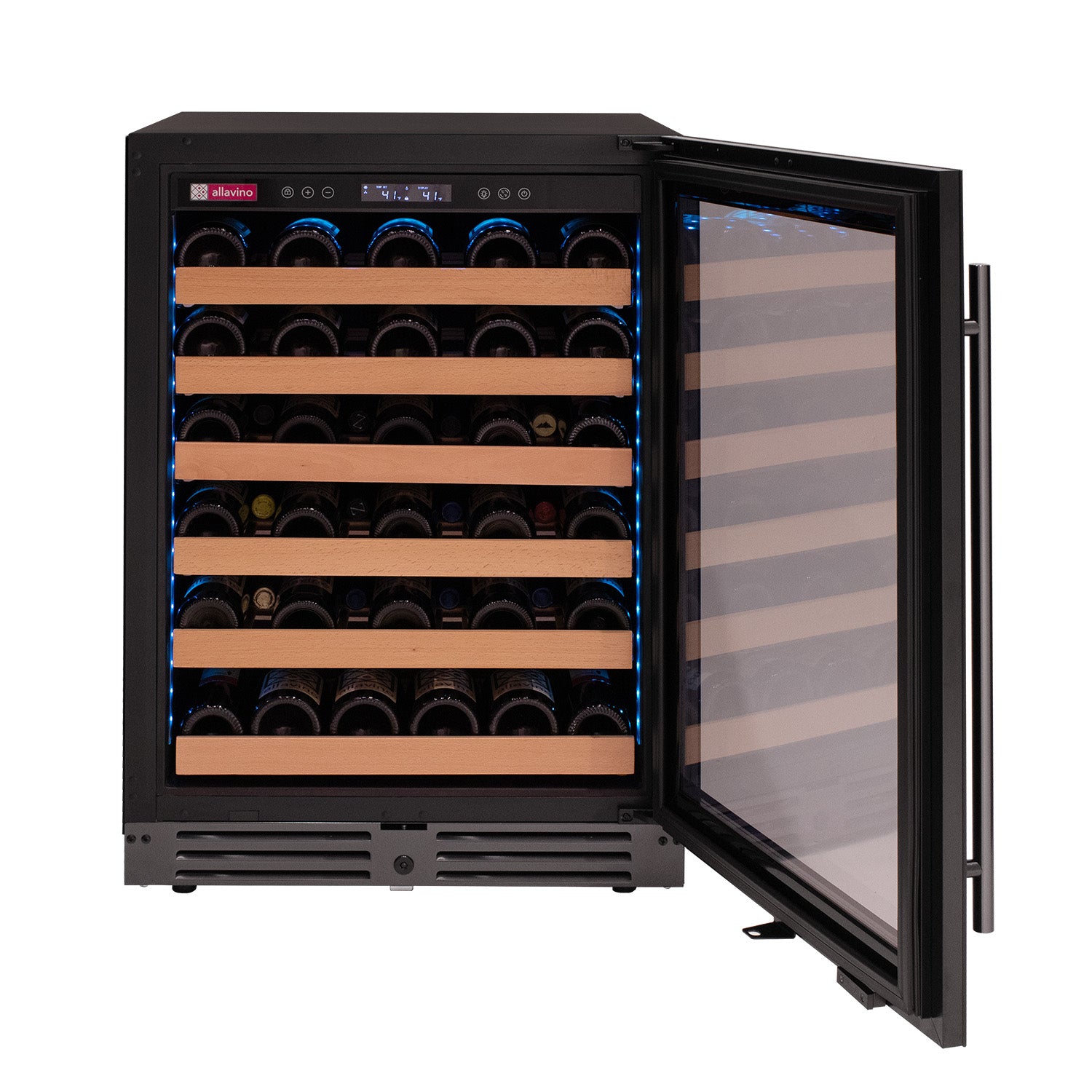 Allavino Reserva Series 50 Bottle Single Zone Built-in Luxury Wine Refrigerator with Black Glass Door - Right Hinge