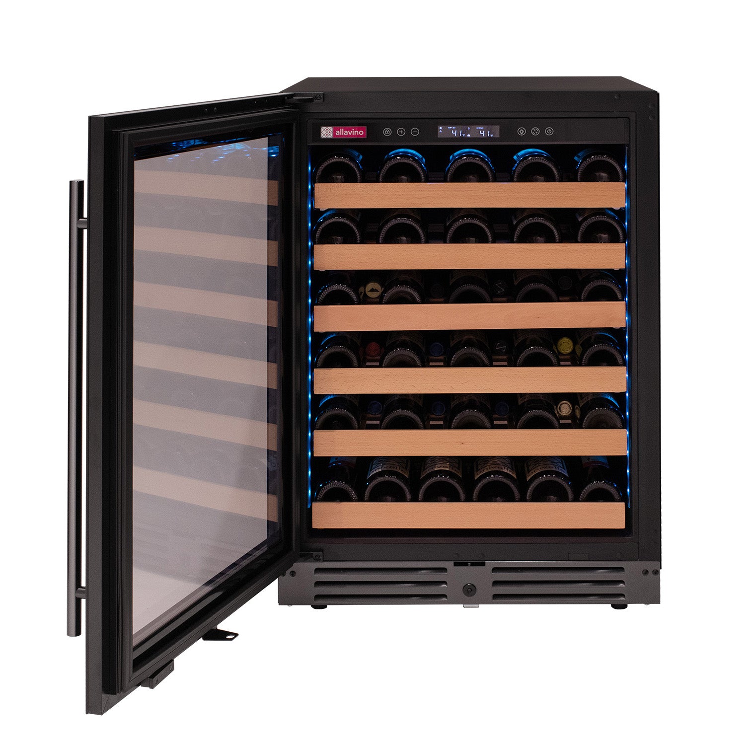 Allavino Reserva Series 50 Bottle Single Zone Built-in Wine Cooler Refrigerator with Black Glass Door - Left Hinge