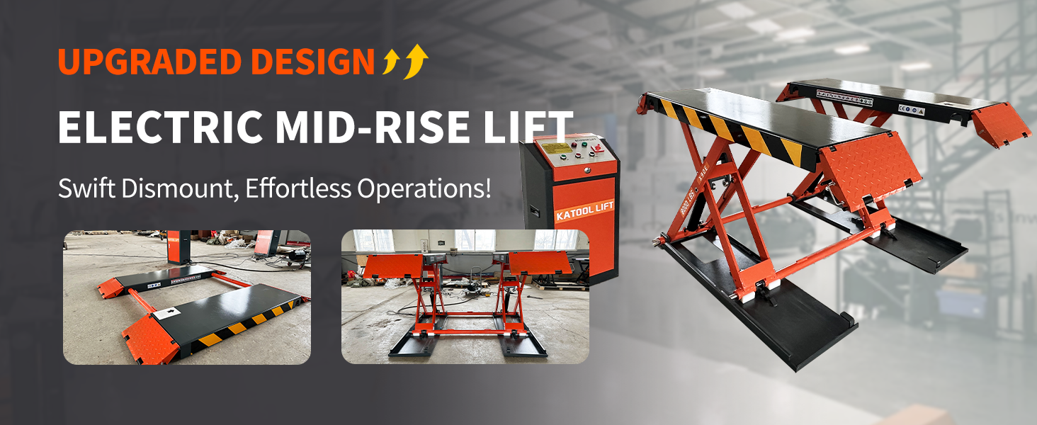 KATOOL 8000 lbs Mid Rise Scissor Lift X90E Electric 110v 47'' Release Auto Lift Car Lift