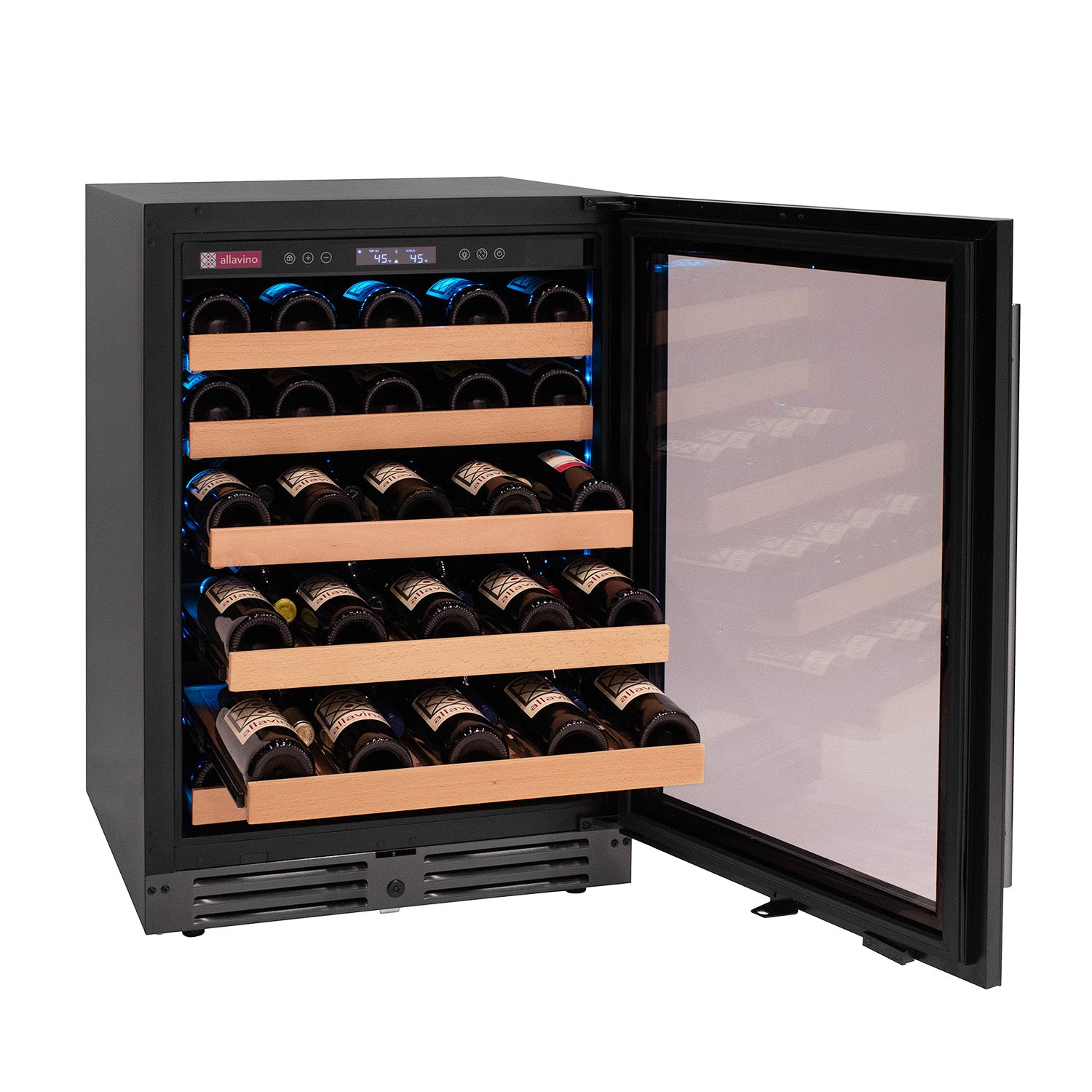 Allavino Reserva Series 50 Bottle Single Zone Built-in Luxury Wine Refrigerator with Black Glass Door - Right Hinge