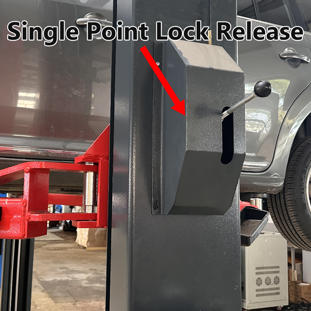 KT-AS110D Two Post asymmetrical arm Vehicle Lift 11,000lbs Single Point Lock Release