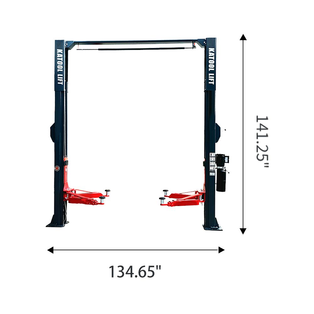 KT-AS110D Two Post asymmetrical arm Vehicle Lift 11,000lbs Single Point Lock Release
