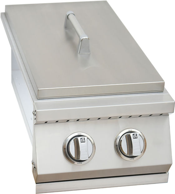 KoKoMo Built In Double Side Burner Stainless Steel with Removable Cover - KO-BAK2BG