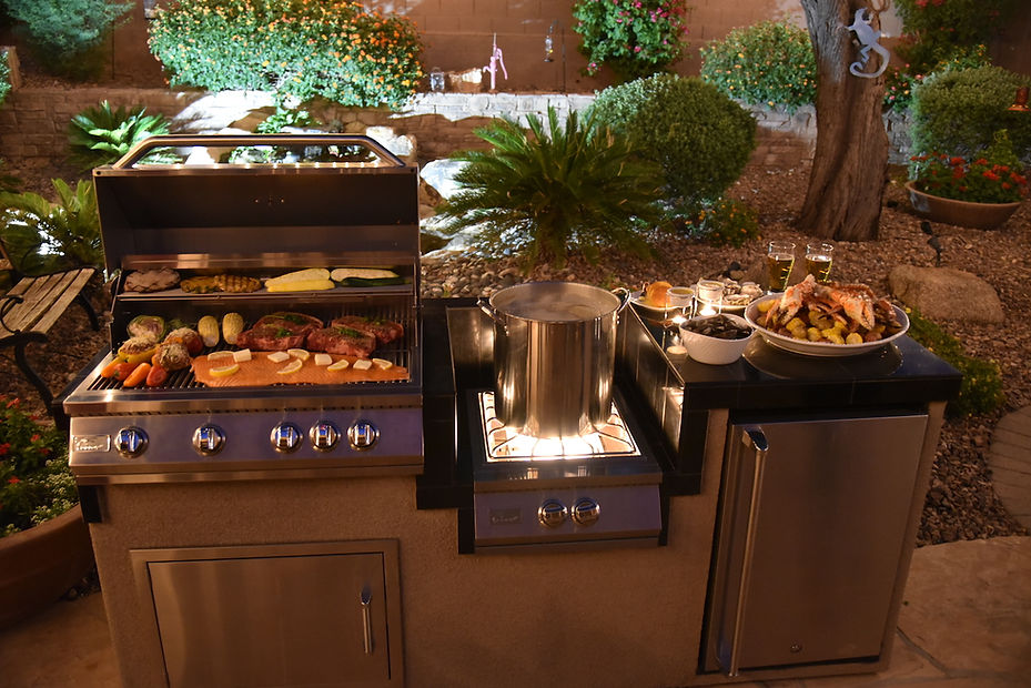 KoKoMo Power Burner 4 Burner 32 inch Built-In Barbeque Grill Island Kitchen Package - KO-PWRBRN-4BG-FRGE